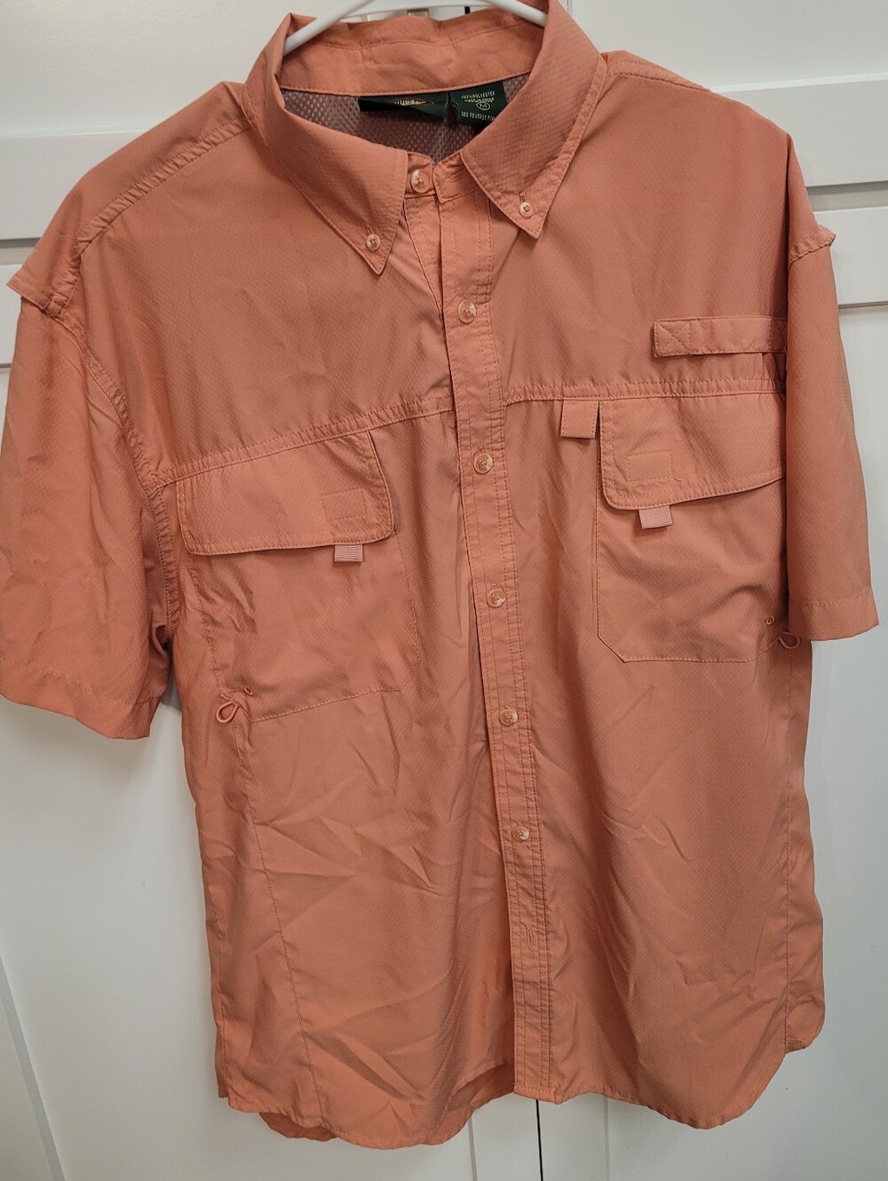 Men's Short-Sleeve Button-Down Fishing Shirt - Salmon